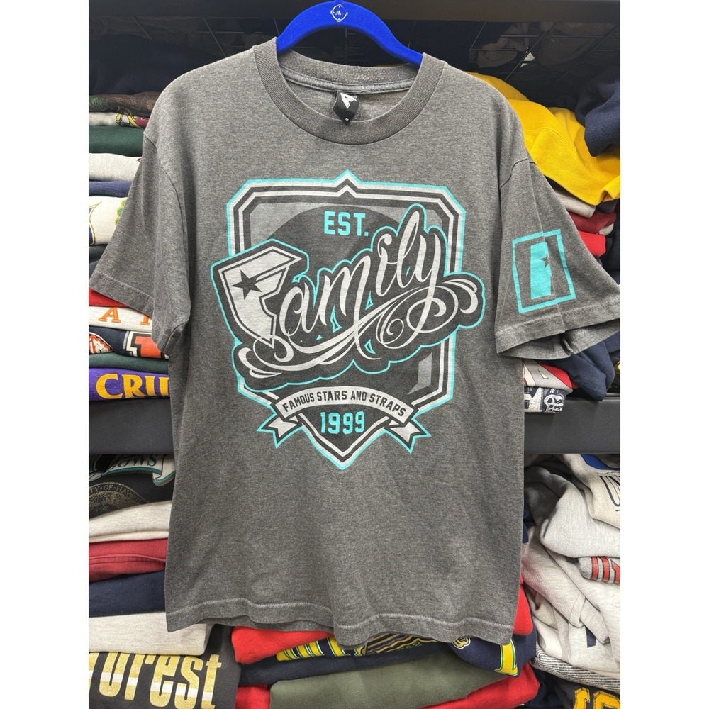 Grey Vintage Y2K Famous Grunge Est.‎ Family Graphic Tshirt